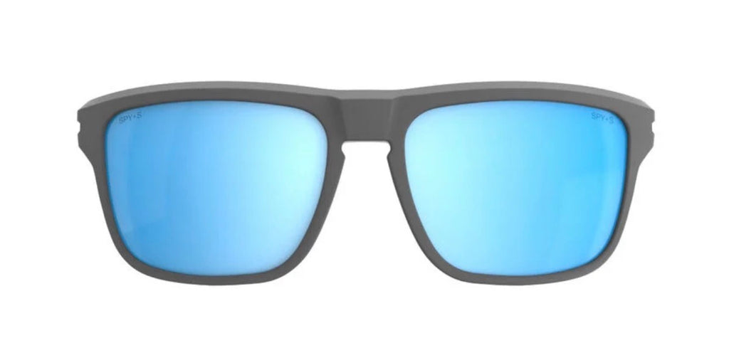Spy Optic REGION Sunglasses - Matte GRAY ANSI / Happy BOOST POLARIZED Ice Blue Mirror Lens