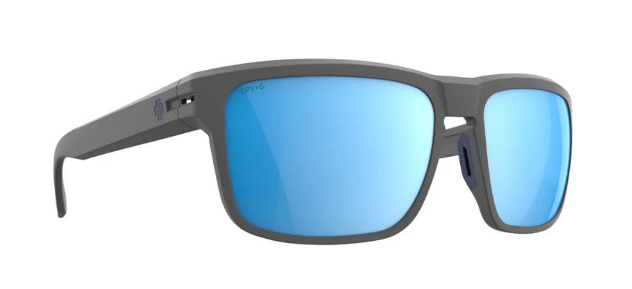 Spy Optic REGION Sunglasses - Matte GRAY ANSI / Happy BOOST POLARIZED Ice Blue Mirror Lens