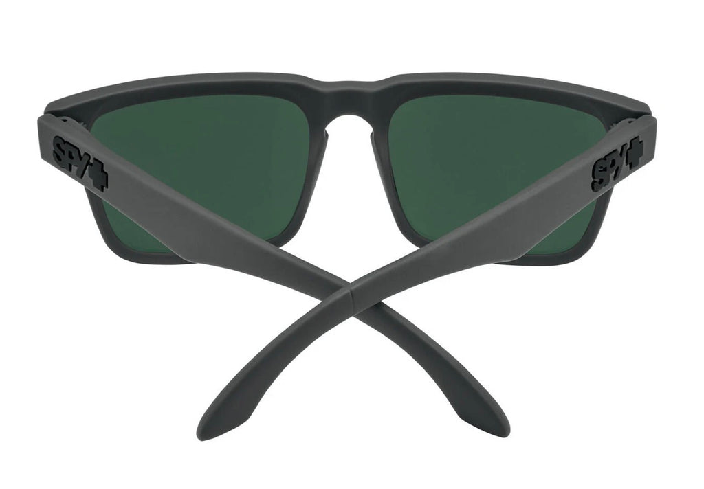 Spy Optic HELM Sunglasses - Soft Matte Dark Gray / HAPPY Gray Green POLARIZED Light Blue Spectra Mirror Lens