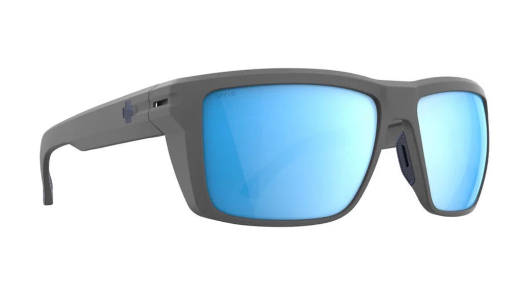 Spy Optic OVERHAUL Sunglasses - Matte Gray ANSI / Happy BOOST POLARIZED Ice Blue Mirror Lens