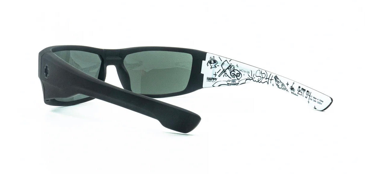 Spy Optic DIRK Sunglasses - White CRYPTO / HAPPY Gray Green Lens