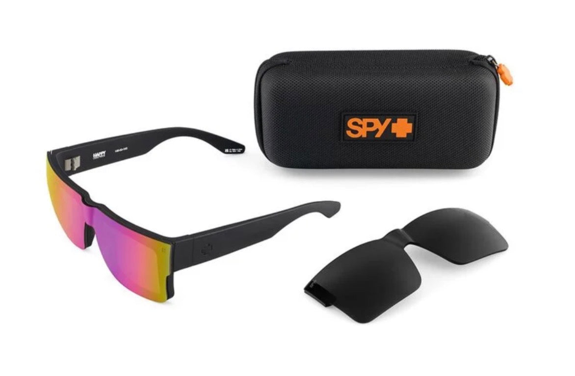 Spy Optic CYRUS SWITCH Sunglasses - Matte Black / Happy Gray Green + Happy Gray Green Pink Mirror Lens