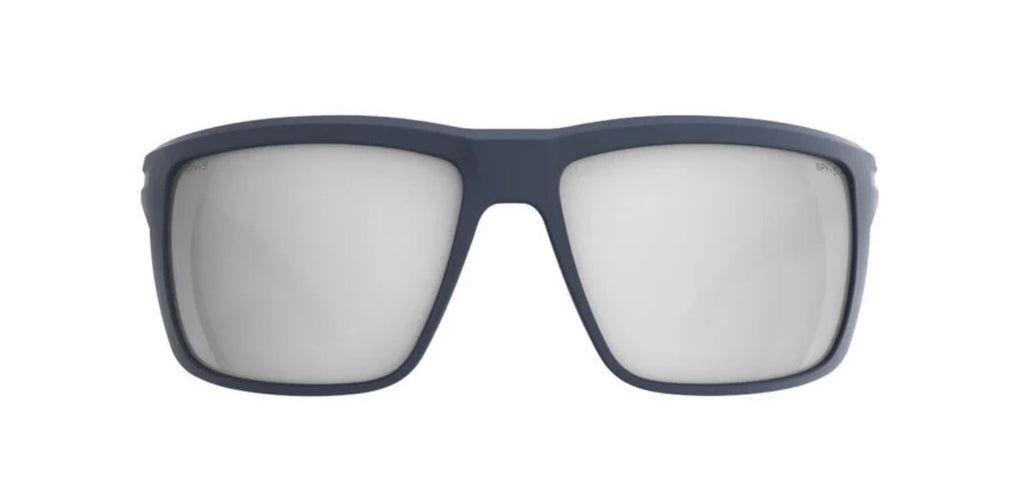 Spy Optic OVERHAUL Sunglasses - Matte STEEL Blue ANSI / Happy Gray POLARIZED Platinum Mirror Lens