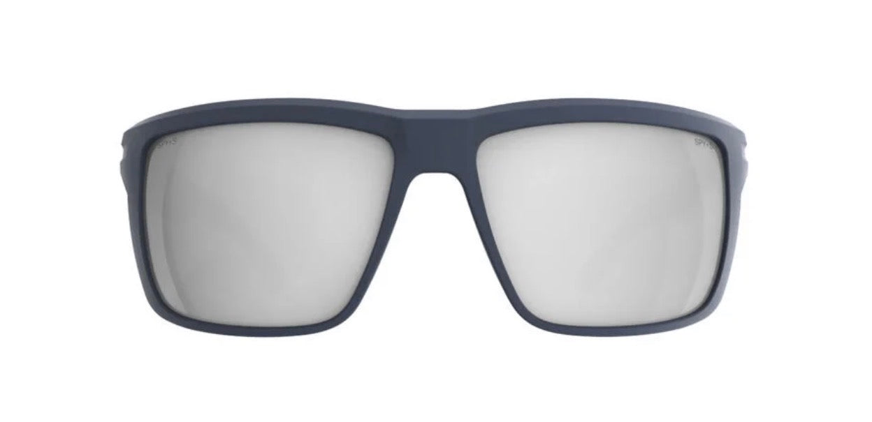 Spy Optic OVERHAUL Sunglasses - Matte STEEL Blue ANSI / Happy Gray POLARIZED Platinum Mirror Lens