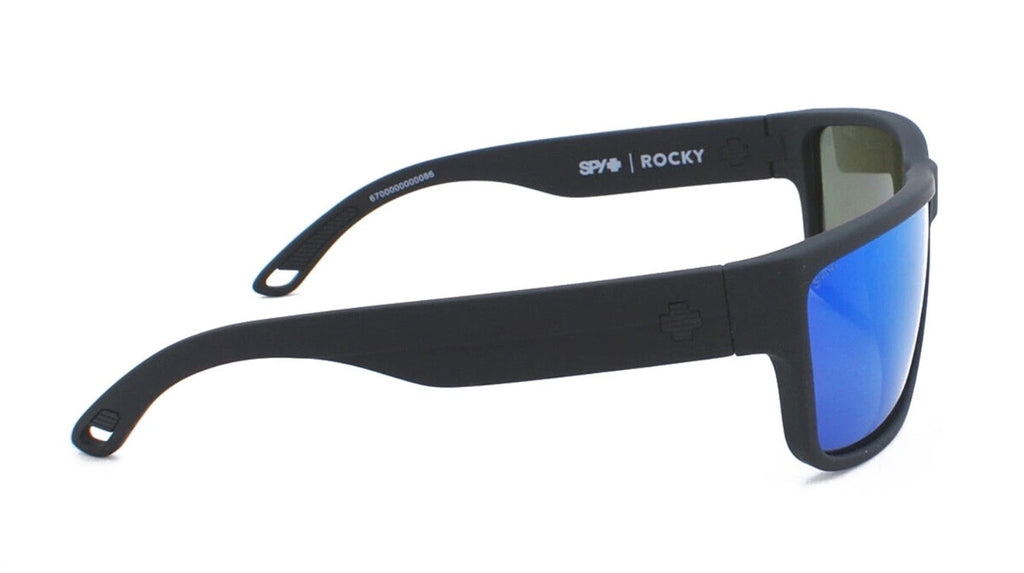 Spy Optic ROCKY Sunglasses - Soft Matte Black / HAPPY Dark Gray Green w/Dark Blue Spectra Mirror POLARIZED Lens