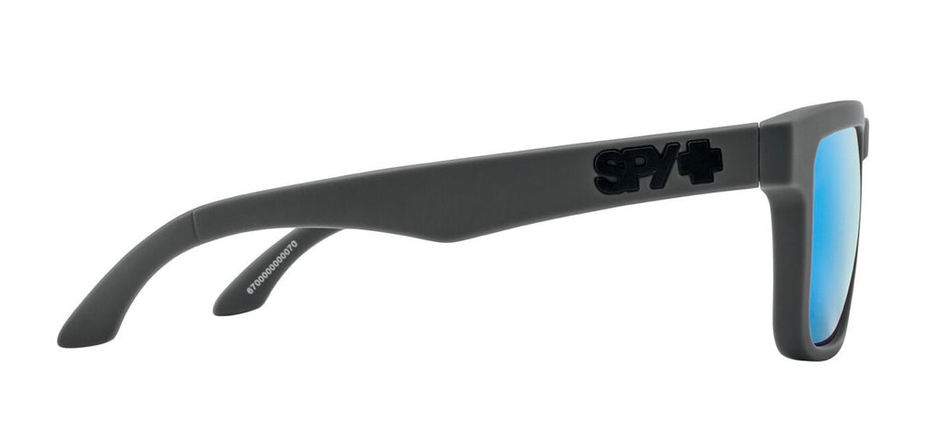 Spy Optic HELM Sunglasses - Soft Matte Dark Gray / HAPPY Gray Green POLARIZED Light Blue Spectra Mirror Lens
