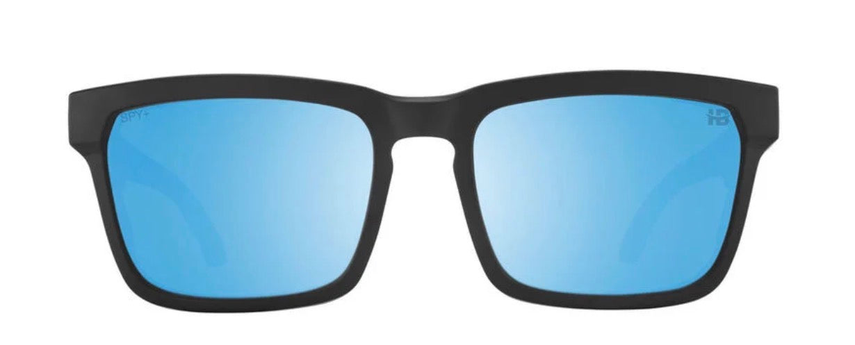 Spy Optic HELM TECH Sunglasses - Matte Black / Happy BOOST Polarized Ice Blue Mirror Lens