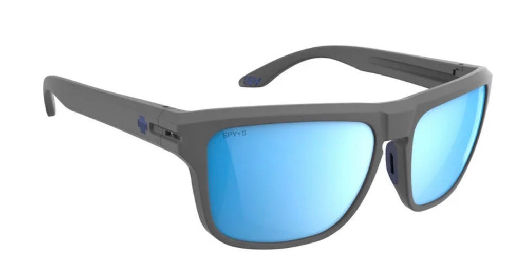 Spy Optic REGION Sunglasses - Matte GRAY ANSI / Happy BOOST POLARIZED Ice Blue Mirror Lens