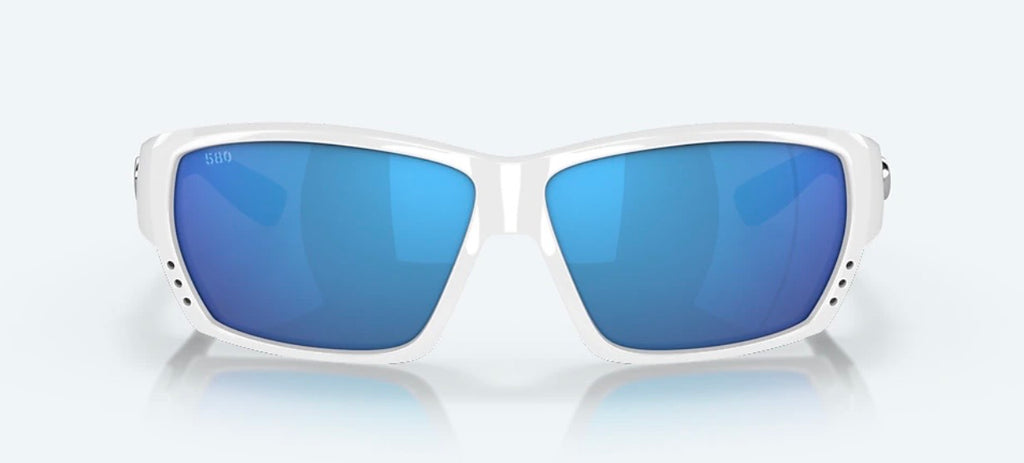 Costa Del Mar TUNA ALLEY Sunglasses - White / Blue Mirror Polarized 580 Glass Lens