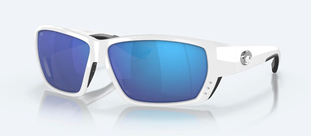 Costa Del Mar TUNA ALLEY Sunglasses - White / Blue Mirror Polarized 580 Glass Lens