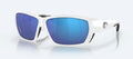 Costa Del Mar TUNA ALLEY Sunglasses - White / Blue Mirror Polarized 580 Glass Lens
