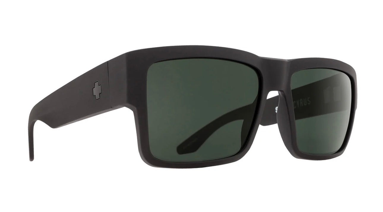 Spy Optic CYRUS Sunglasses - MATTE Black / HAPPY Gray Green Lens