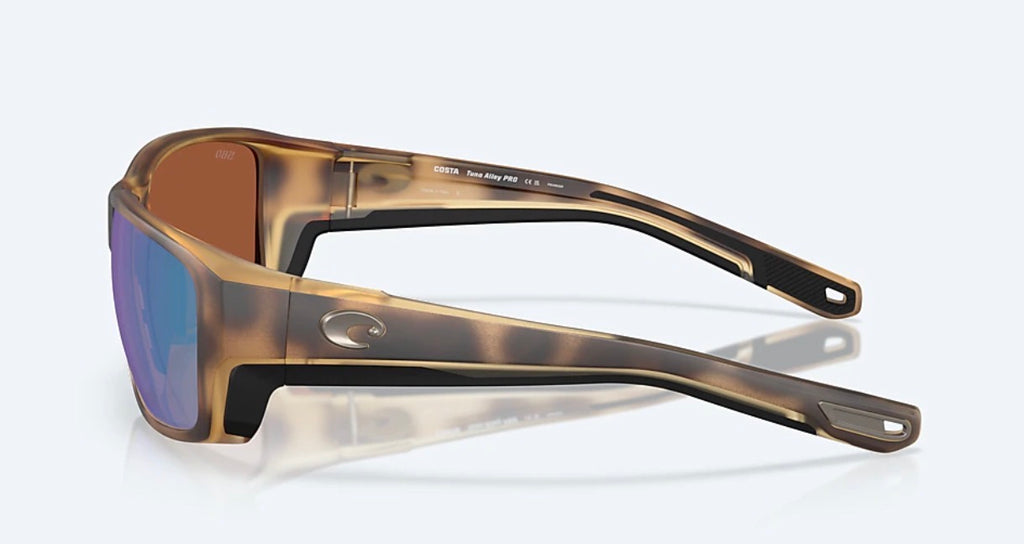 Costa Del Mar TUNA ALLEY PRO Sunglasses - Matte Tortoise / Green Mirror Polarized 580 Glass Lens