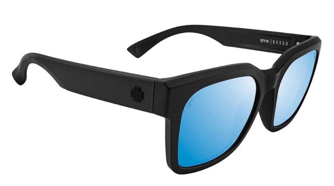 Spy Optic DESSA Sunglasses - MATTE Black / Happy BOOST POLAR ICE Blue Spectra Mirror Lens