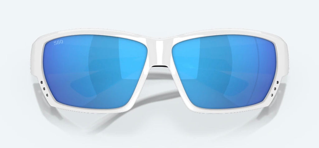 Costa Del Mar TUNA ALLEY Sunglasses - White / Blue Mirror Polarized 580 Glass Lens
